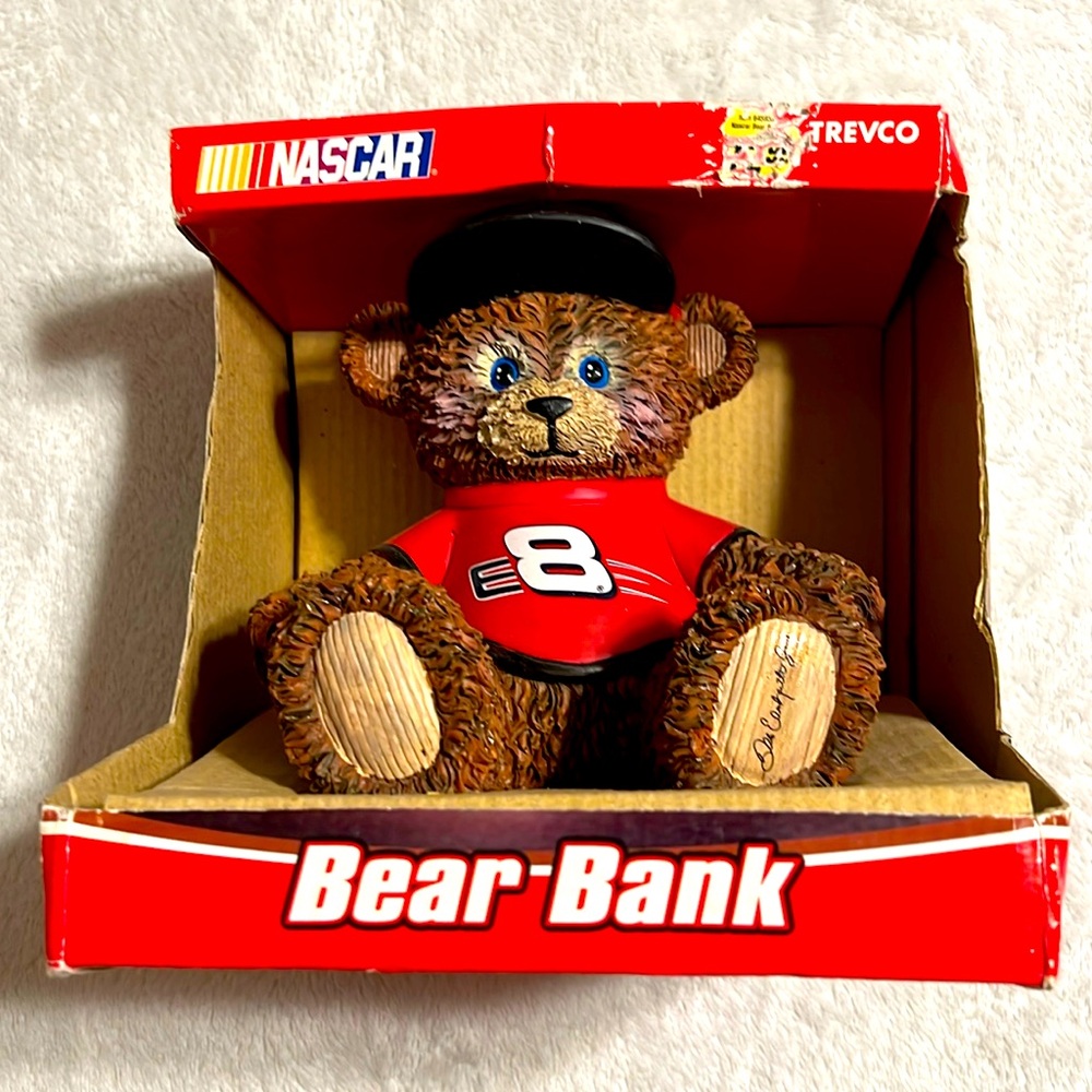 NASCAR. Trevco. Dale Earnhardt Jr Nascar Teddy Bear Bank Figurine #8